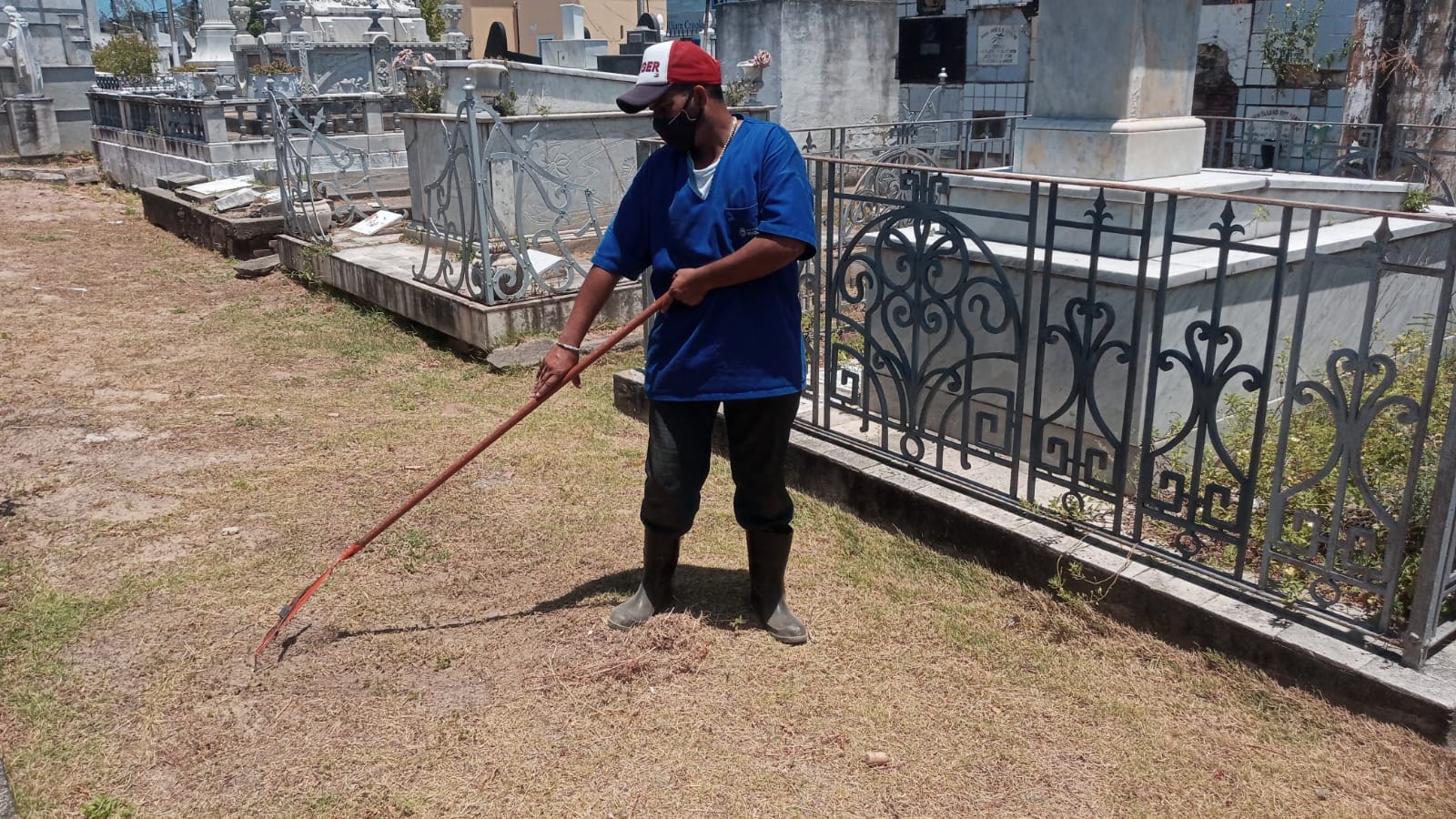 Serviço de capinação sendo realizado. Foto: Ascom Sudes